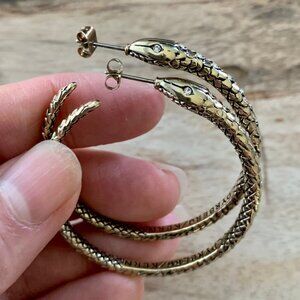 Dyrberg/Kern Syspila Snake large hoop earrings Swarovski crystal eyes